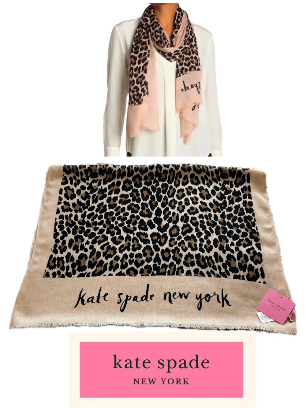 NWT Kate Spade New York Lightweight Oblong Leopard Print Scarf